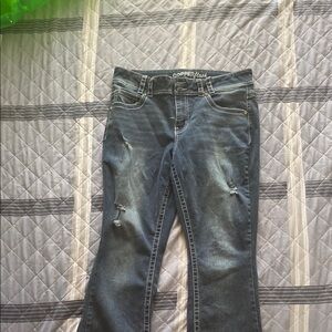 Blue Skinny Jeans with Distressed Details